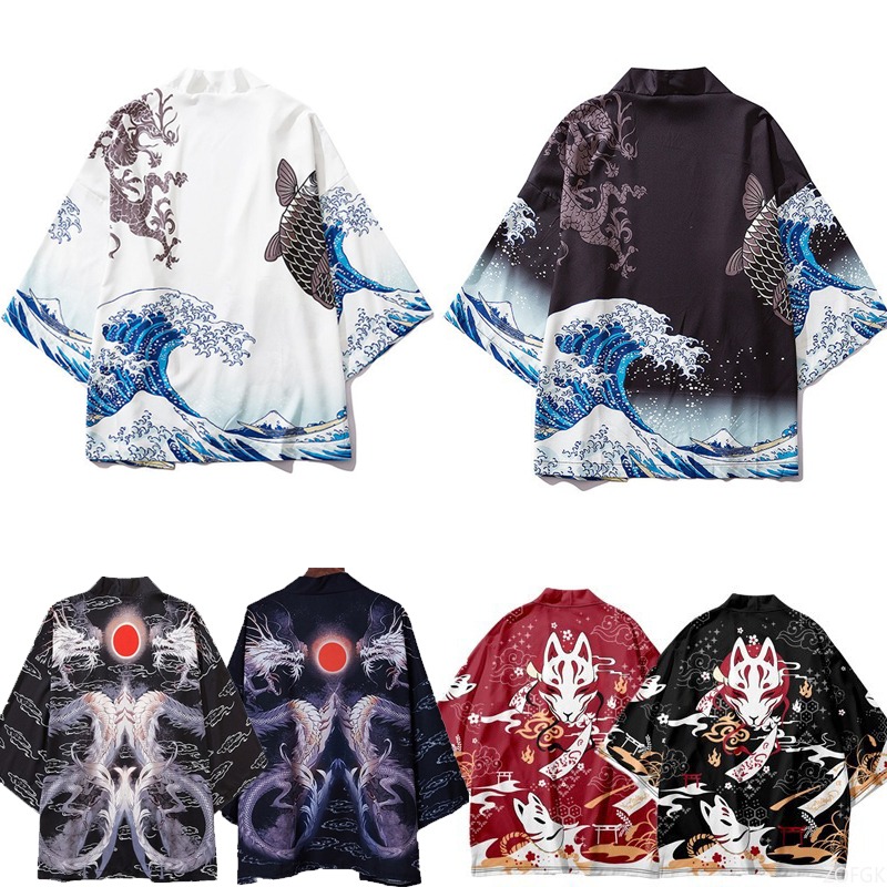 Sewing V - Płaszcz kimono w stylu chińskim Harajuku