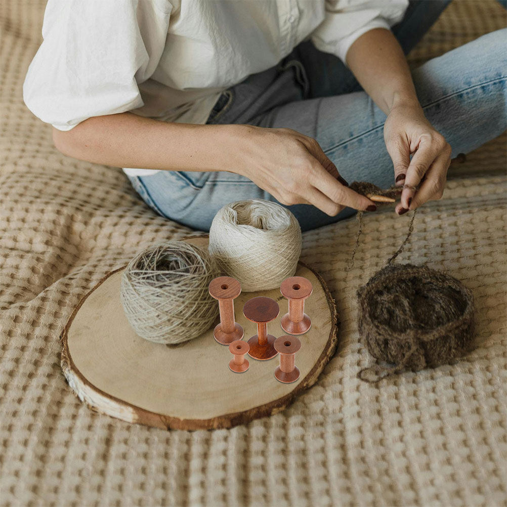 Sewing Knit - Zestaw 7 drewnianych szpulek na nici,