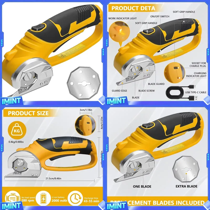 Rotary Cutter Fabric - Elektryczne nożyce obrotowe bezprzewodowe 2000mAh z