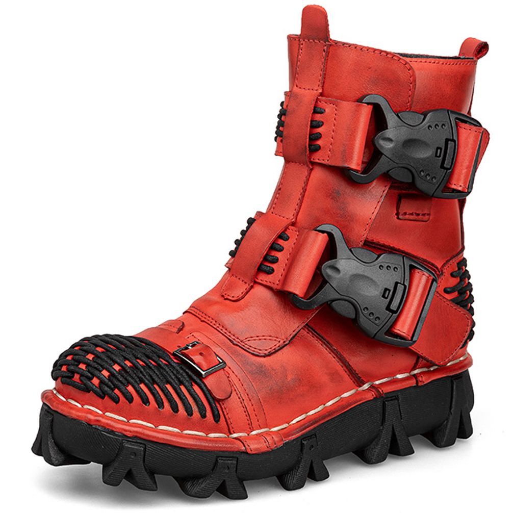 Sewing Latex - Męskie buty motocyklowe z prawdziwej skóry,