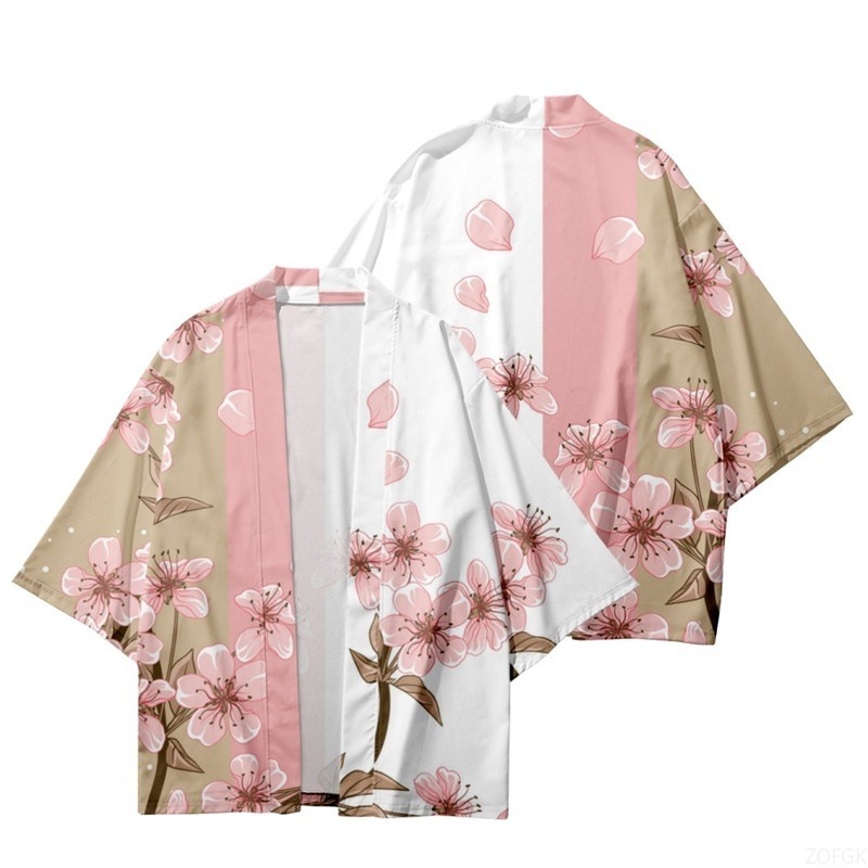 Sewing V - Letnie damskie kimono z kwiatowym nadrukiem,