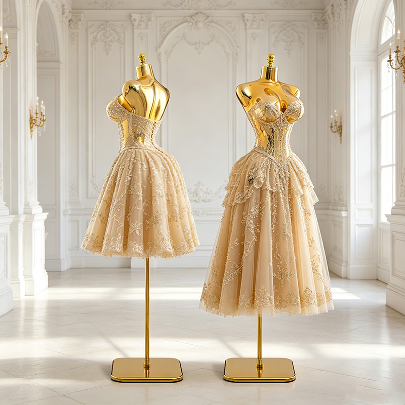Dress Form Mannequin - Butikowy manekin w kolorze chromowego złota,