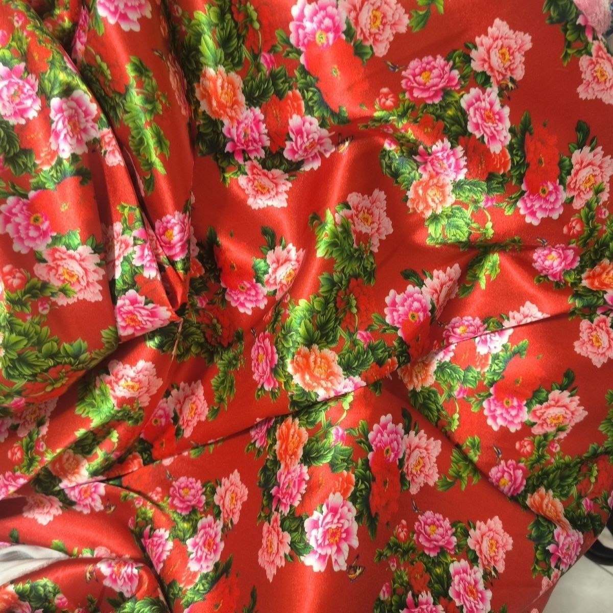 Textile For Sewing - Tkanina satynowa z octanu z kwiatowym