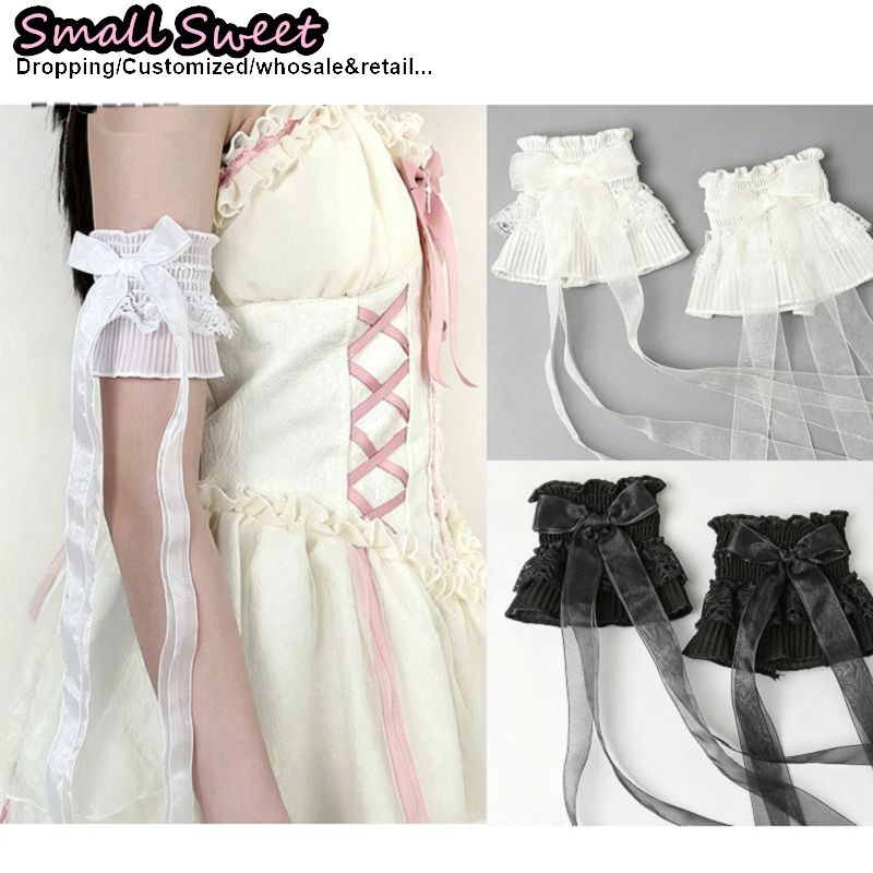 Textile For Sewing - Damskie rękawki z koronką i kokardą