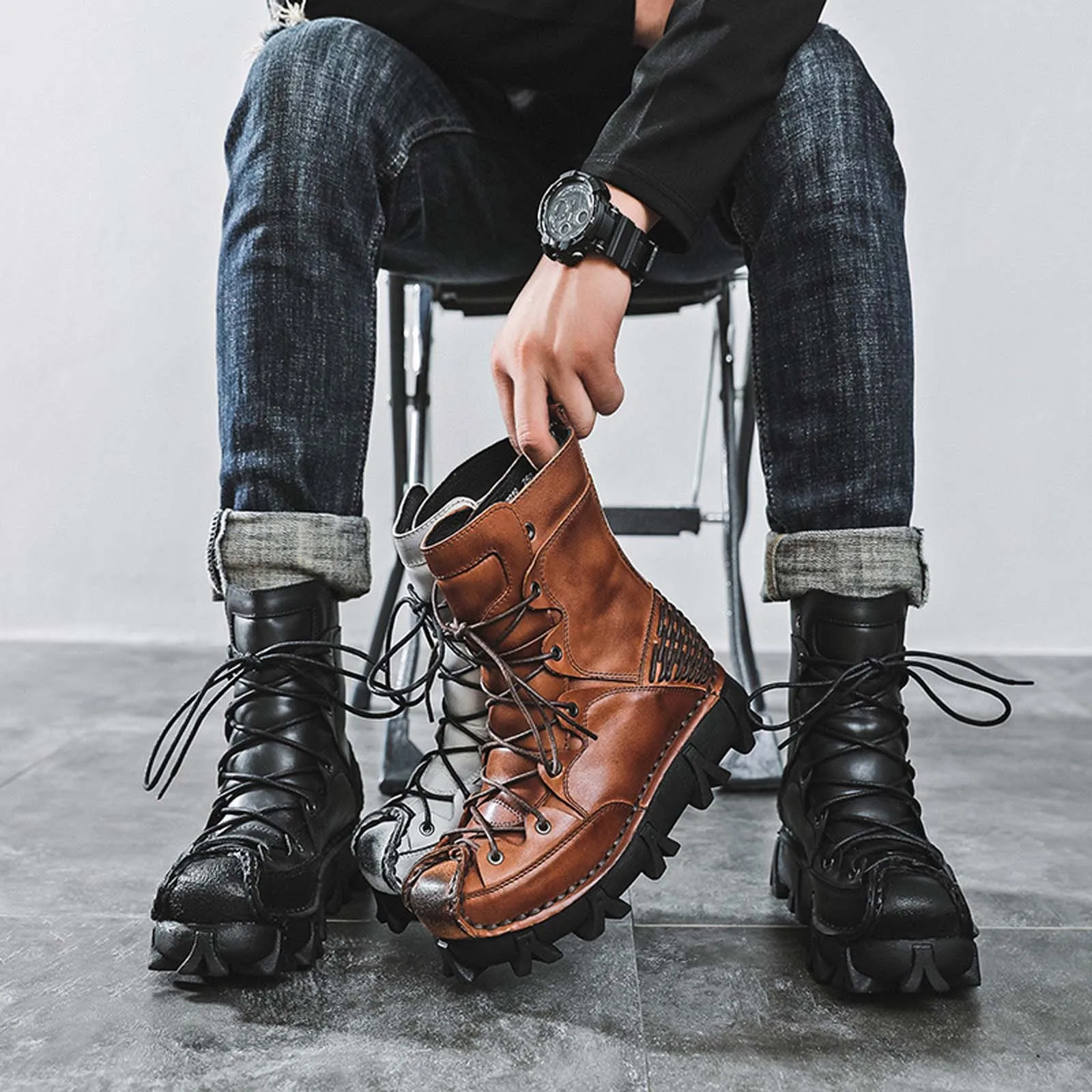 Modne skórzane buty motocyklow – Sewing Knit recenzja i cena